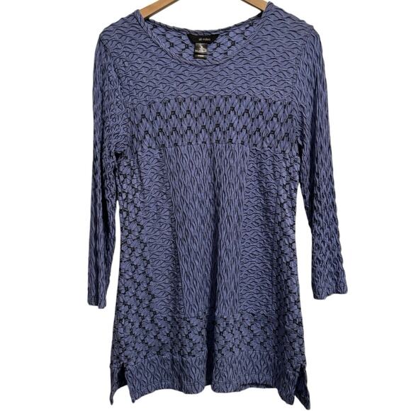 Ali Miles Women's Blue Stretch Round Neck Long Sleeve Tunic Tops M Medium artsy - Picture 1 of 4